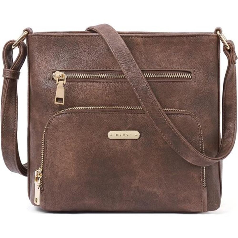 Crossbody Multi-Pocket Vegan Leather Shoulder Bag